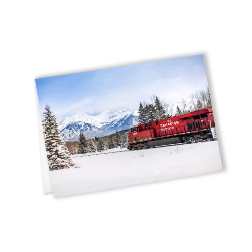 winter greeting cards, train art, wholesale greeting cards Canada, rockies card, greeting cards canada, canadian christmas cards, greeting from canada, Canada greeting cards, mountain greeting cards, Calgary wildlife photographer, Canadian nature photographers, nature photographs for sale