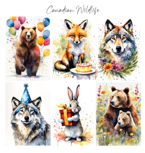 Canadian Wildlife - Watercolour Greeting Cards Refill
