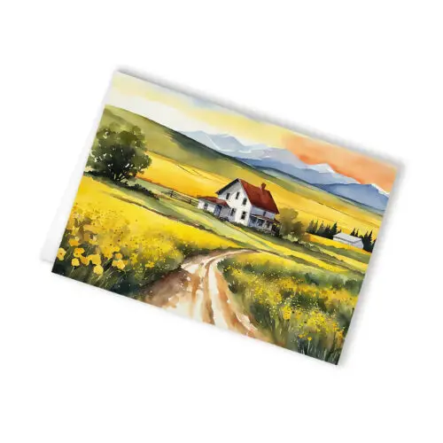 Golden Fields Watercolour Card