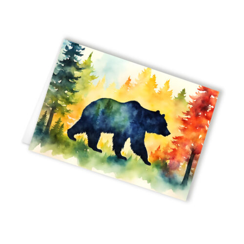 Bear Silhouette - Summer Watercolour Card