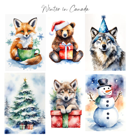 Winter in Canada - Watercolour Greeting Cards Pack