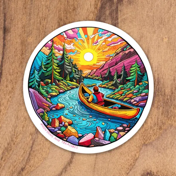 canoe sticker, canadian rockies, colorful stickers, vinyl decals, Canadian stickers