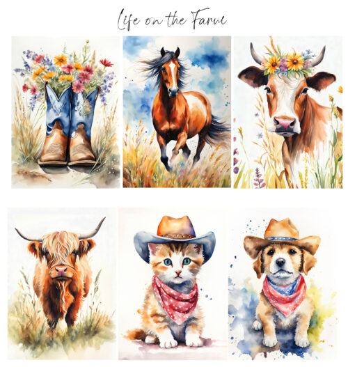 Life on The Farm - Watercolour Greeting Cards Pack